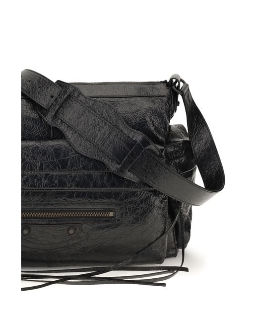 Balenciaga Black Le City Multipocket Medium Shoulder Bag Lamb Ovis Aries for men