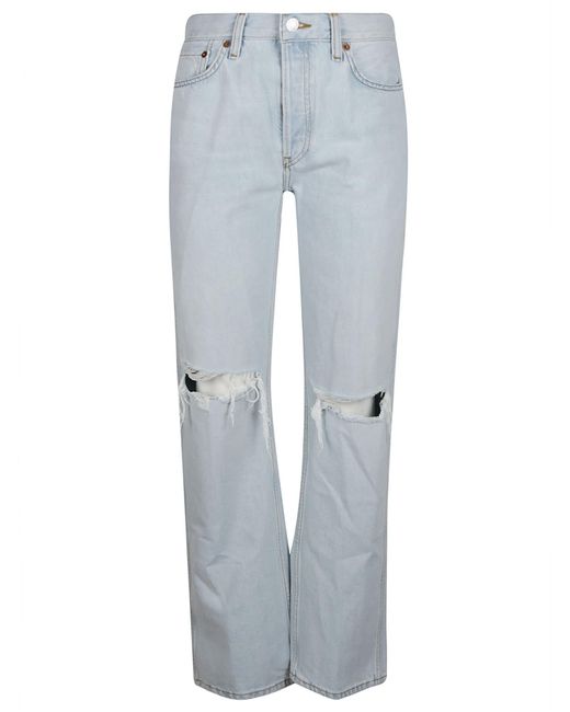 Re/done Blue 90S High Rise Loose Jeans