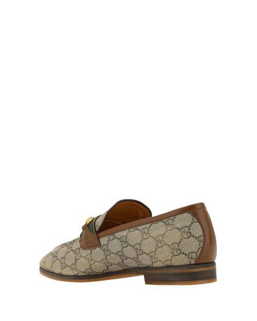 Gucci Gray Paride Web Stripe-embellished Canvas Loafers for men
