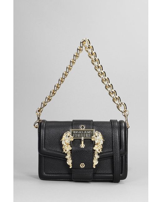 Versace Jeans White Shoulder Bag In Black Faux Leather