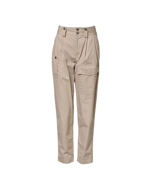 Dolce & Gabbana Natural Beige Cotton High Waisted Pants