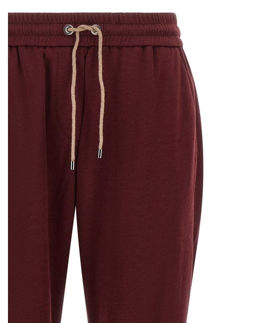 Brunello Cucinelli Red Cotton Joggers (Workout Pants)