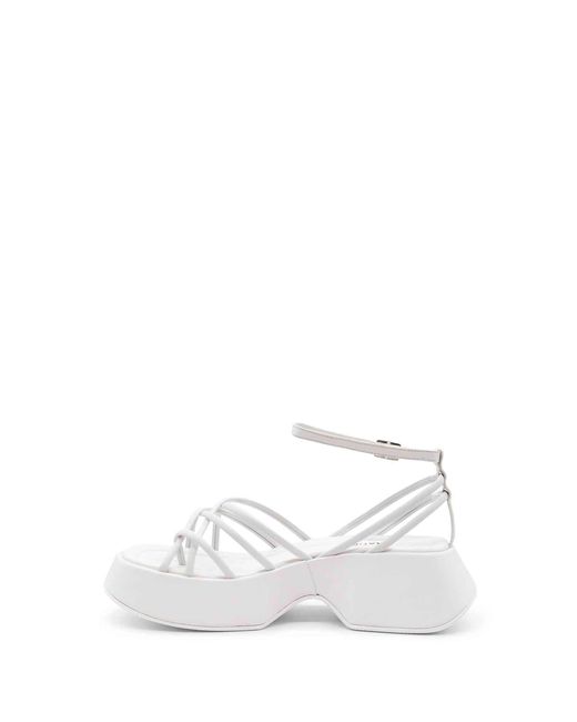 Vic Matié White Leather Sandal With Square Toe