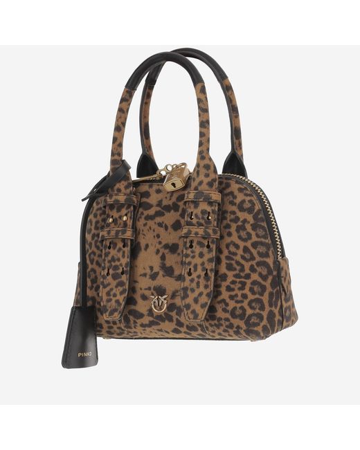 Pinko Brown Mini Escape Suede Leather Handbag Handbags