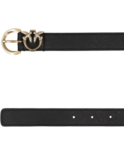 Pinko Black Leather Belt Cow Hide