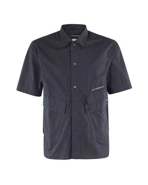 C P Company Blue Popeline Pocket Shirt for men