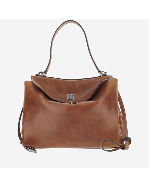 Balenciaga Brown Shoulder Bag Rodeo Domesticated Lamb Leather