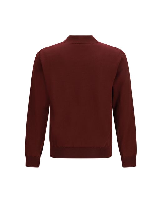 Valentino Red Wool Polo With Vlogo Embroidery Merino Ovis Aries Shirts for men