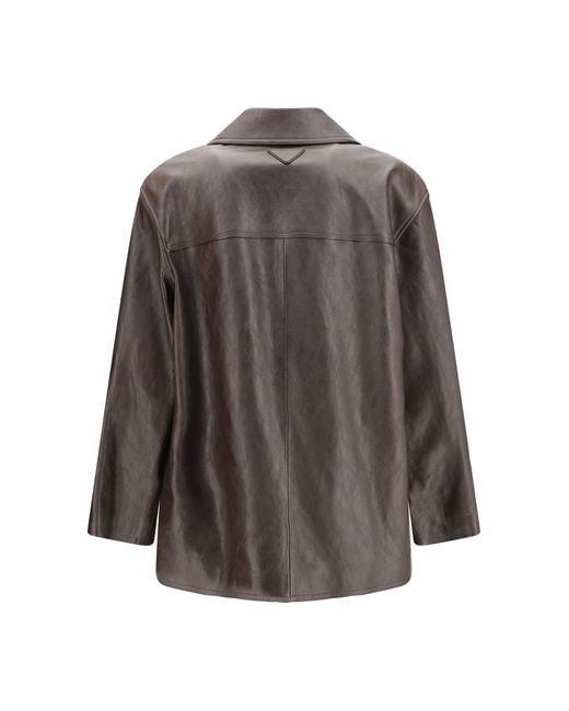 Prada Brown Leather Caban Jacket Caffe' Lamb Coat for men
