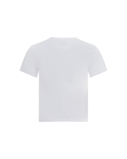 AMI White Ami De Coeur Cropped T-Shirt Cotton T-Shirts