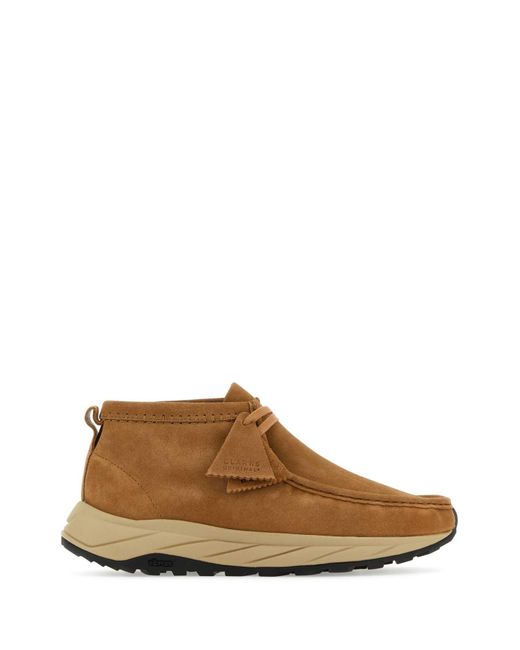 Clarks Brown Camel Suede Wallabee Eden Ankle Boots for men