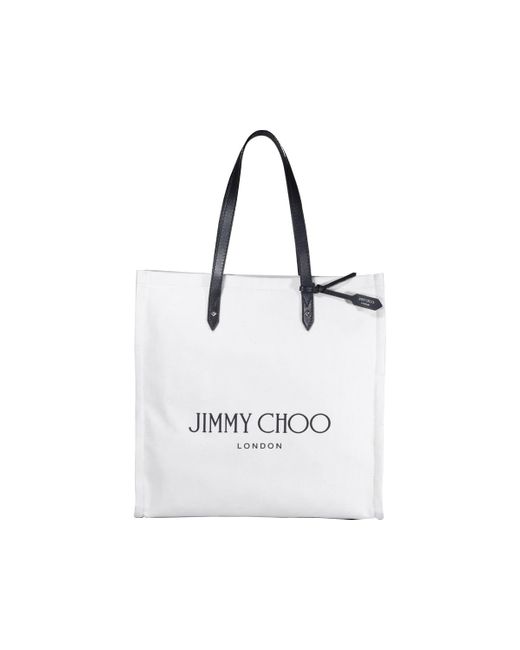 Jimmy Choo Leather Logo Tote Bag in White - Save 1% | Lyst