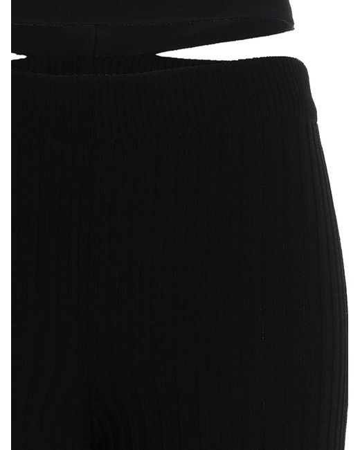ANDREADAMO Black Ribbed Flared Trousers Pant