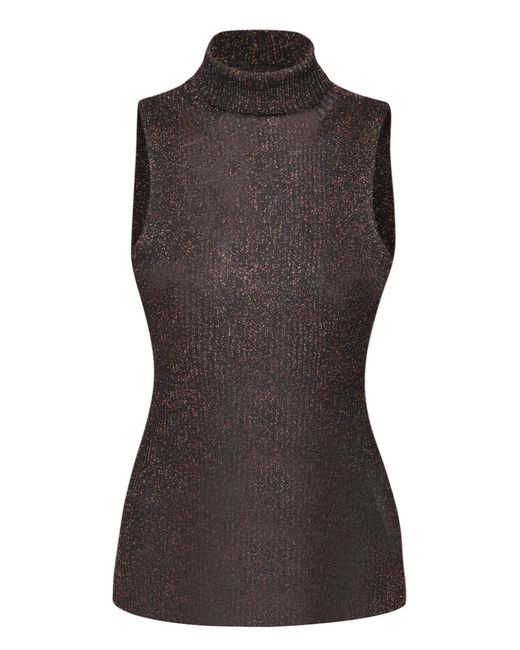 Ganni Brown Roll-Neck Knitted Top