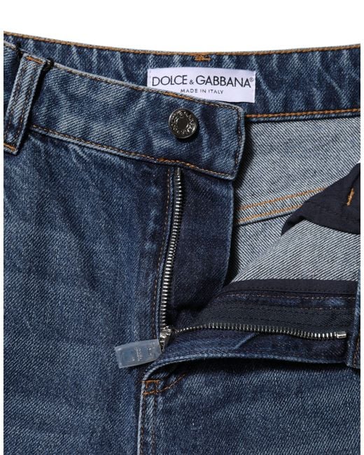 Dolce & Gabbana Blue Distressed Wideleg Jeans