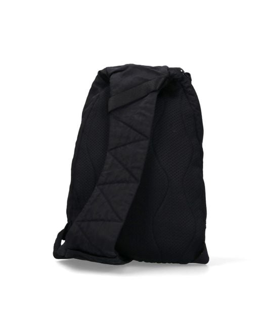 C P Company Black One-Shoulder Logo Backpack for men