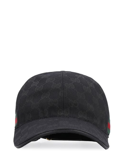 Gucci Black Logo All Over Baseball Cap Polyester Hat for men
