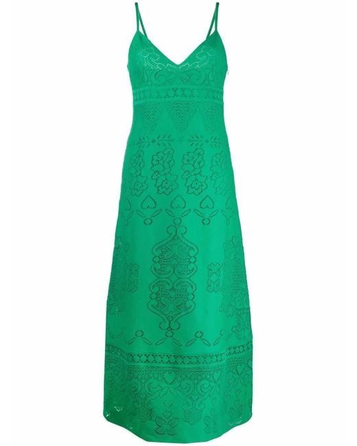 Valentino Green Heavy Lace Long Dress