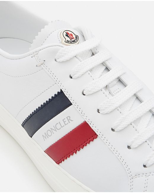 moncler White New Monaco Leather Sneakers