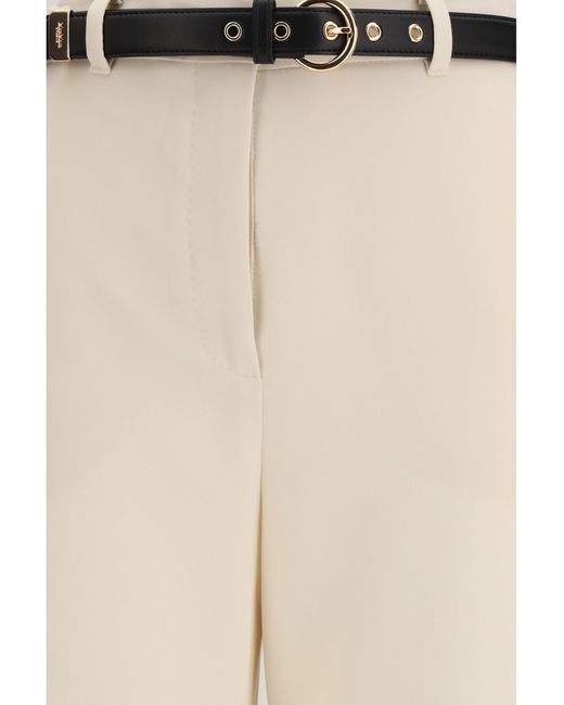 Max Mara White Elegant Pants With Belt Triacetate; Polyester