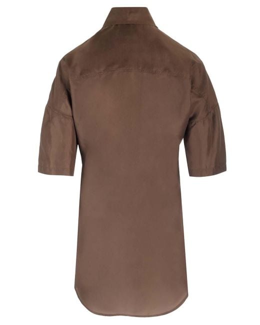 Lemaire Brown Short Sleeve Fitted Shirt With Scarf Dark Tobacco