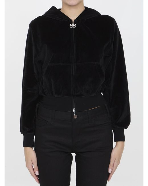 Balenciaga Black Shrunk Zip-up Hoodie