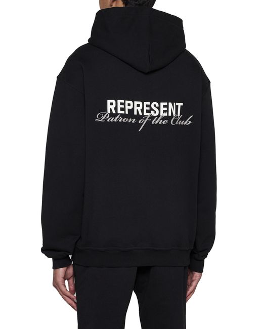 Represent Black Patron Of The Club Cotton Hoodie for men