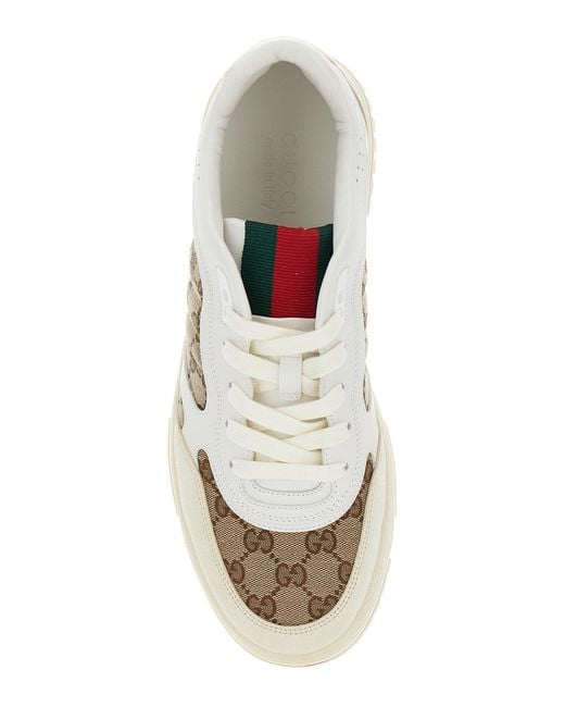 Gucci White Low Sneakers Re-Web Leather Calf Trainers for men