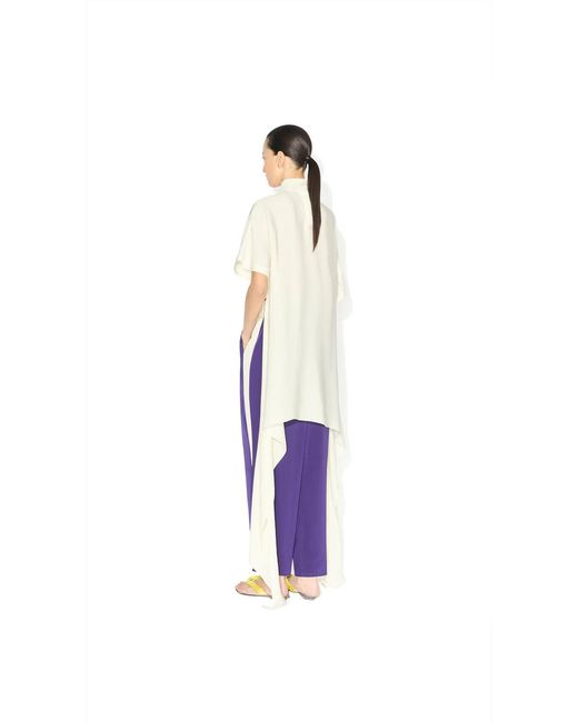 Maison AlaïA White Top Asymétrique En Viscose Satin Crème