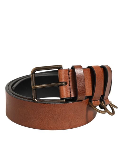 Dolce & Gabbana Brown Leather Buckle Belt for men