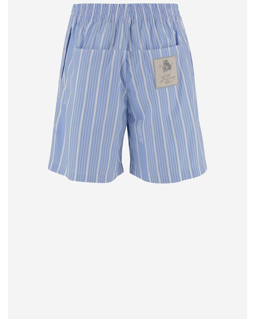 Jacquemus Blue Aloe Cotton Short Pants for men