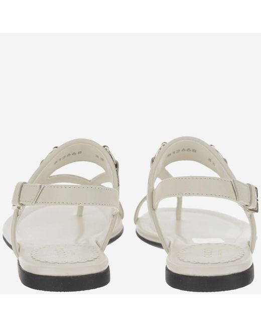 Gucci White Leather Sandal With Web