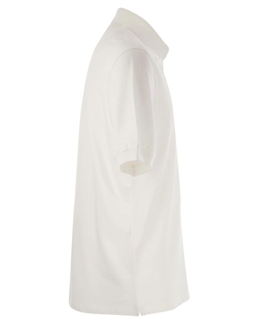 Brunello Cucinelli White Cotton Jersey Polo Shirt for men