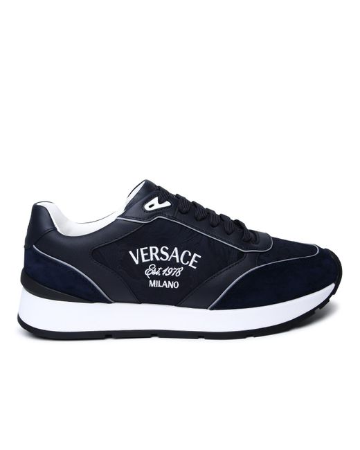 Versace Blue Suede Blend Sneakers for men