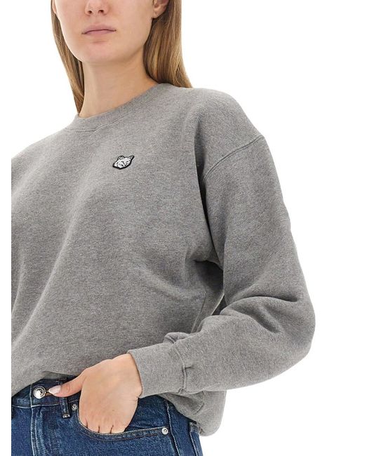 Maison Kitsuné Gray Sweatshirt With Fox Patch