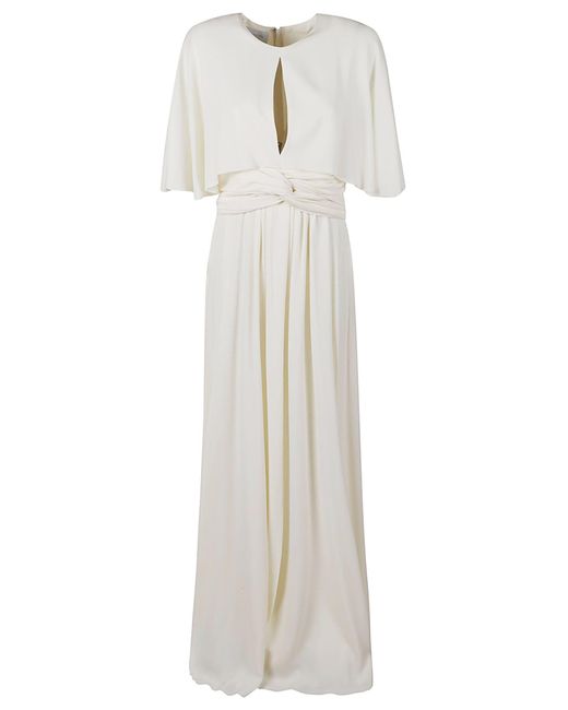 Giambattista Valli White Keyhole Detail Long Plain Dress