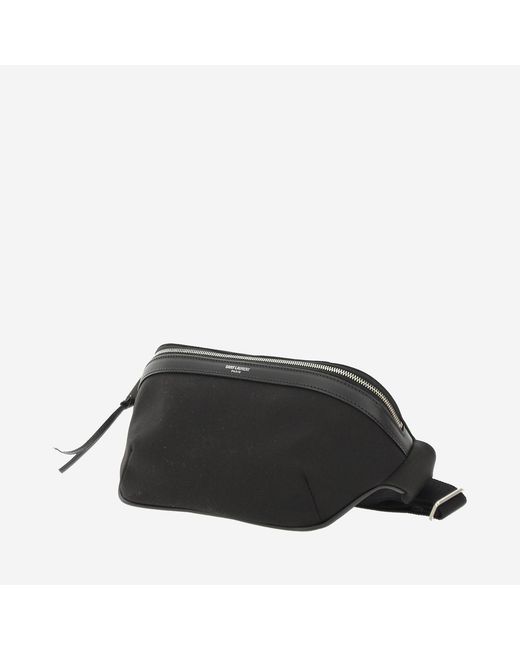 Saint Laurent Black Canvas Pouch With Zip Closure Polyamide Belt Bags for men