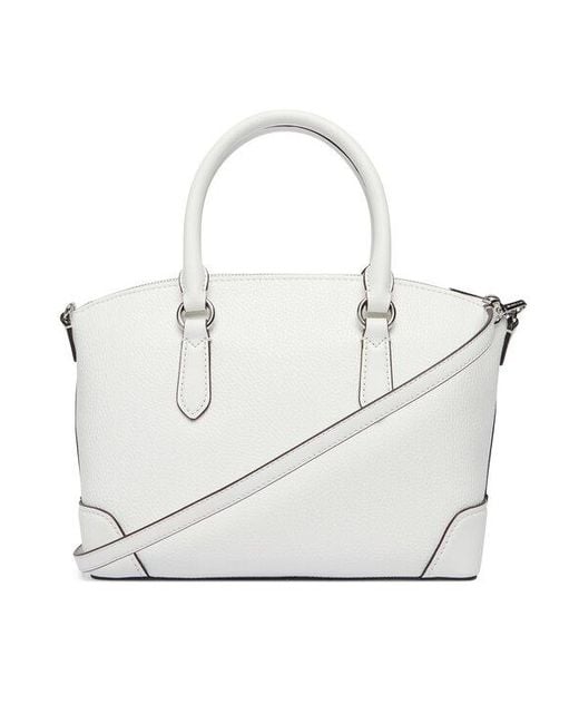 Michael Kors White Md Ew Dome Satchel Calf Leather