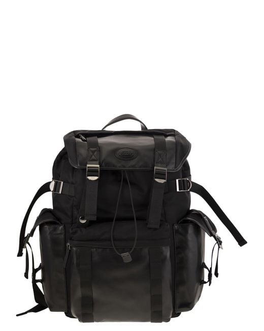 Tod's Black Fabric And Leather Medium Backpack for men