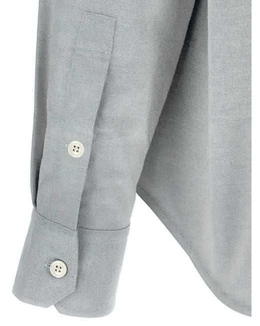 Thom Browne Gray '4Bar' Flannel Shirt for men