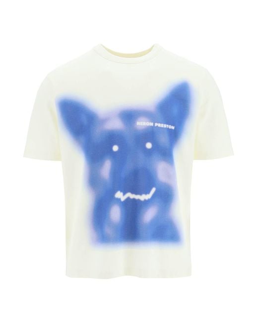 Heron Preston Blue Beware Of Dog T-shirt for men