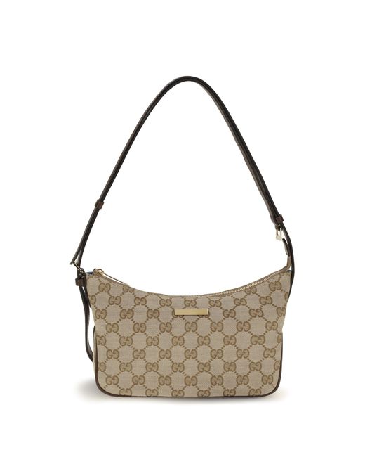 Gucci White Shoulder Bag Lady Lunetta Vintage Sand Sand/Dark Fabric
