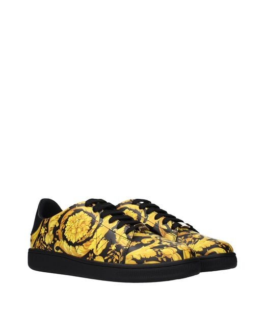 Versace Yellow Leather Chunky Sneakers for men