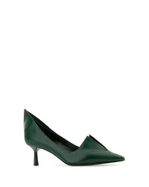 Prada Green Dark Leather Pumps