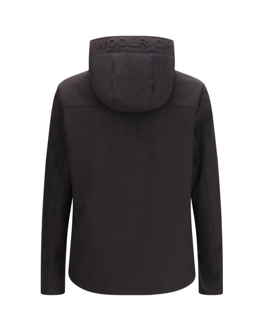 Woolrich Black Pacific Soft Shell Hooded Jacket Polyester; Elastane Down for men