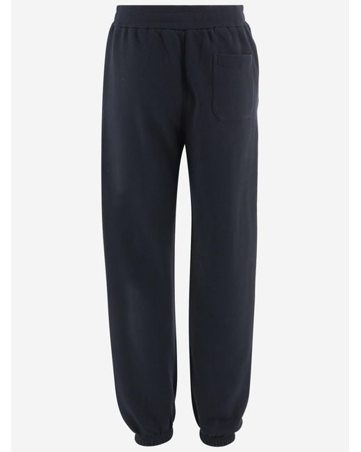 Jil Sander Blue Cotton Trousers With Logo
