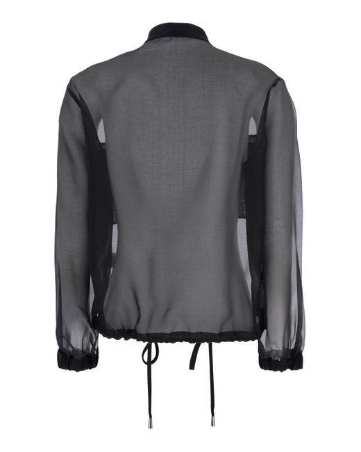 Antonelli Black Zaffiro Jacket With Puffed Sleeves And Drawstring Waist
