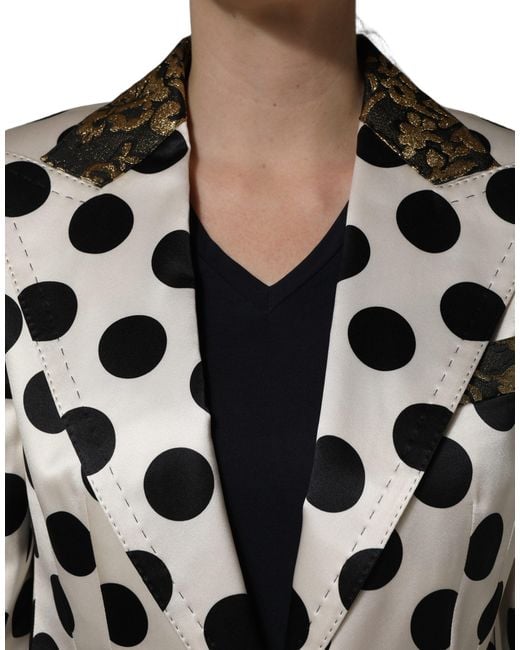 Dolce & Gabbana Black Brocade Polka-Dot Print Blazer Jacket And Clothing