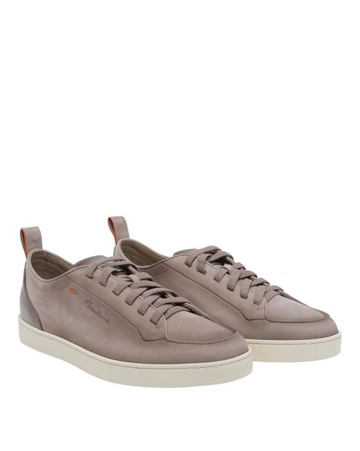 Santoni Gray Suede Leather/Rubber Sole for men