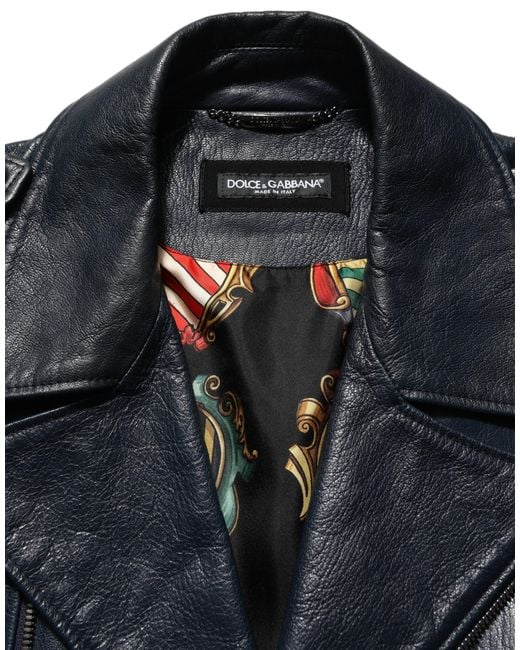 Dolce & Gabbana Black Leather Jackets for men